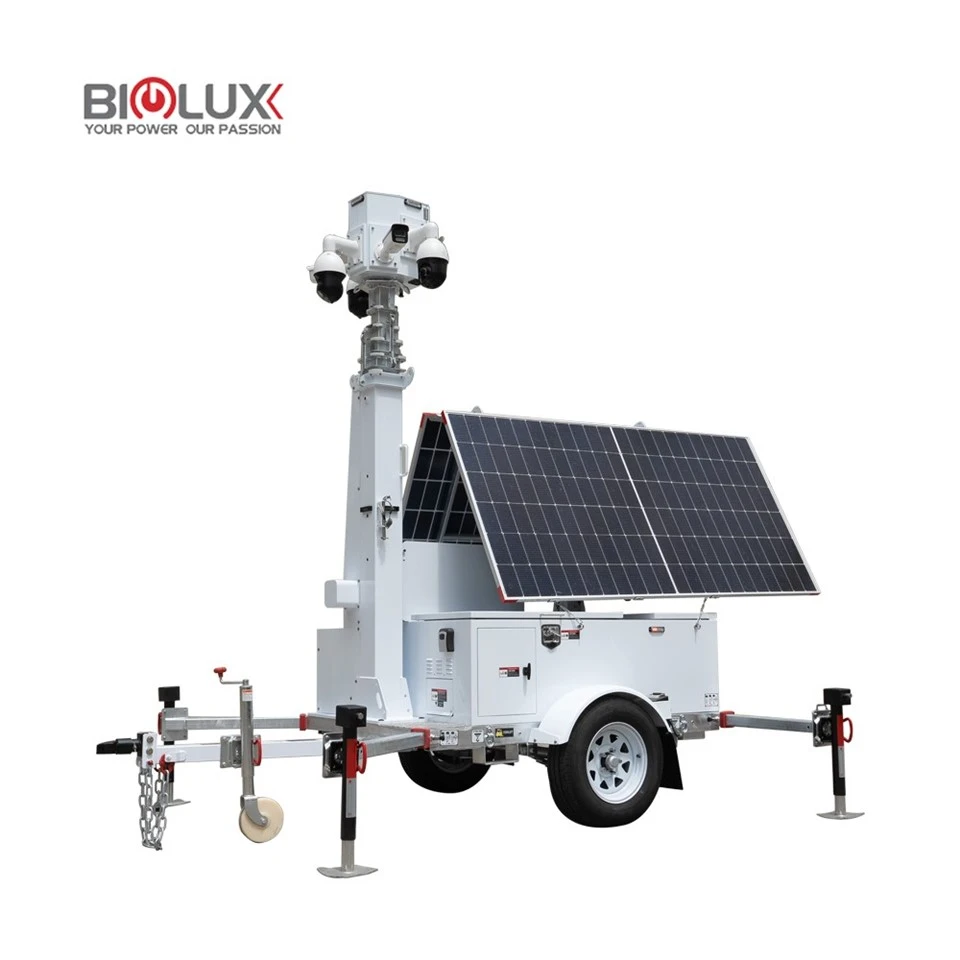BIGLUX HiSOLO Solar CCTV Trailer Tower With AI Cameras For Construction Site factory