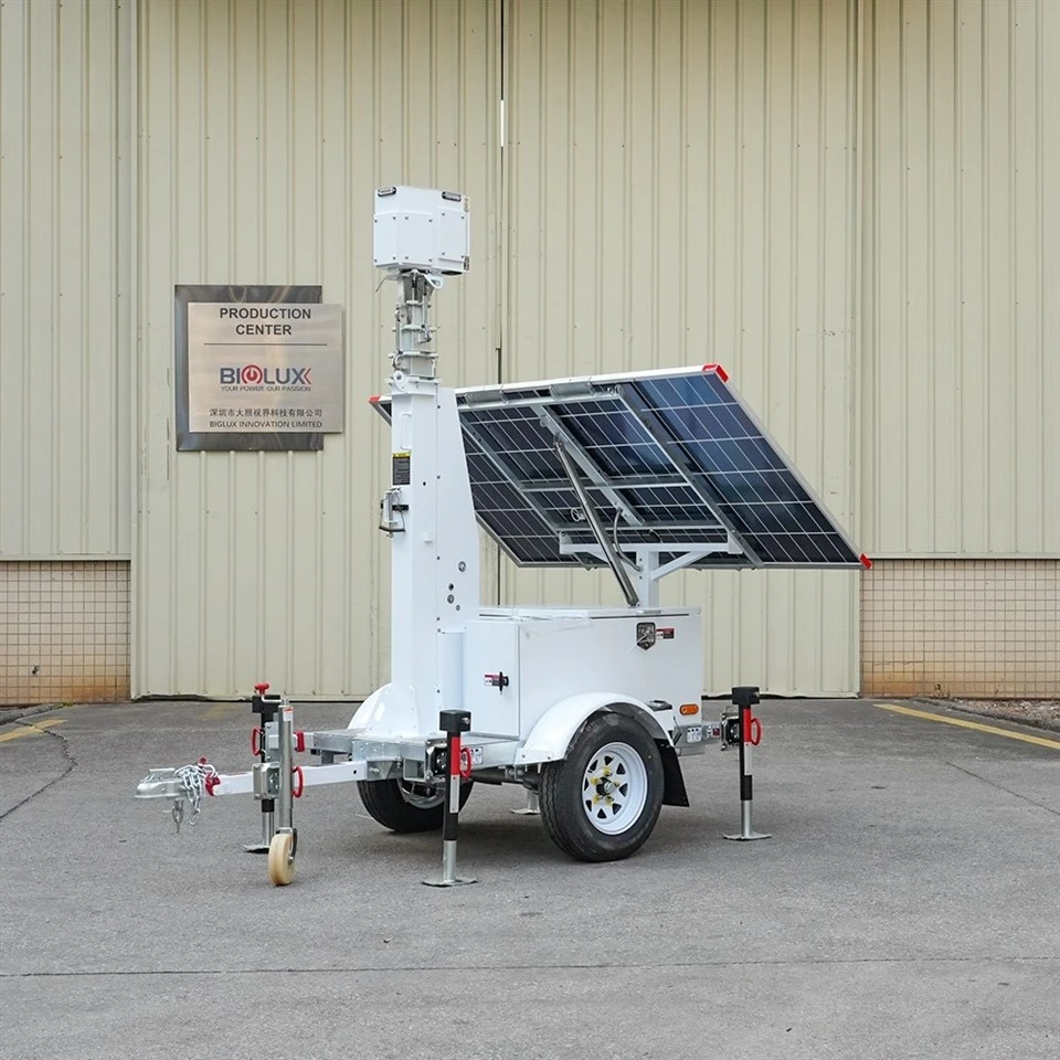 Mini Compact Solar Powered Surveillance Trailer 600W Solar Panel With Large Batteries high quality